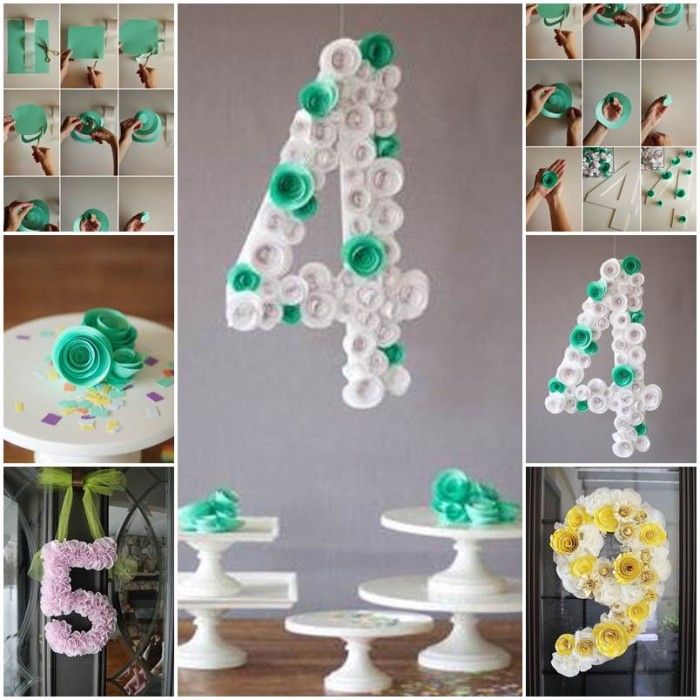 DIY Spiral Flower Number Party Decoration