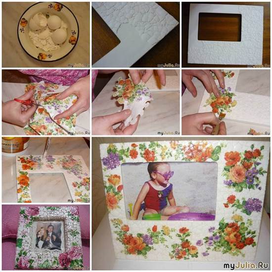 DIY Vintage Style Eggshell Mosaic Picture Frame 3