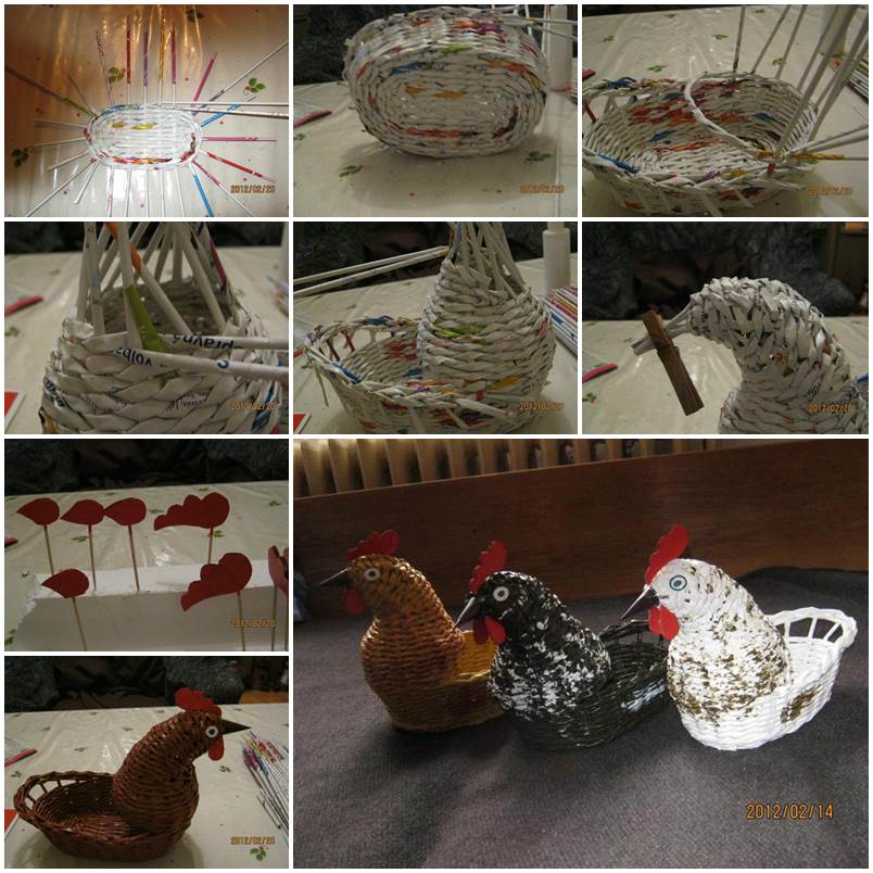 DIY Woven Paper Chicken Easter Basket