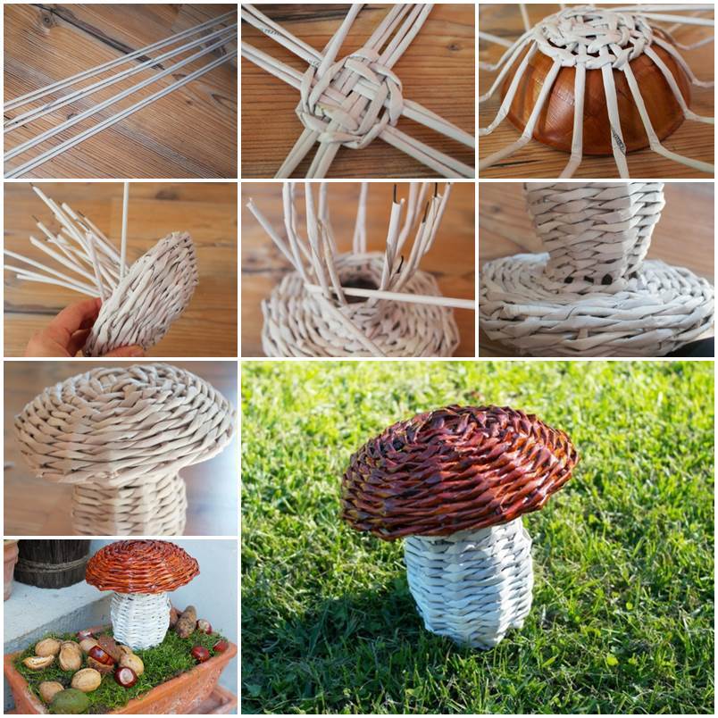 DIY Woven Paper Mushroom