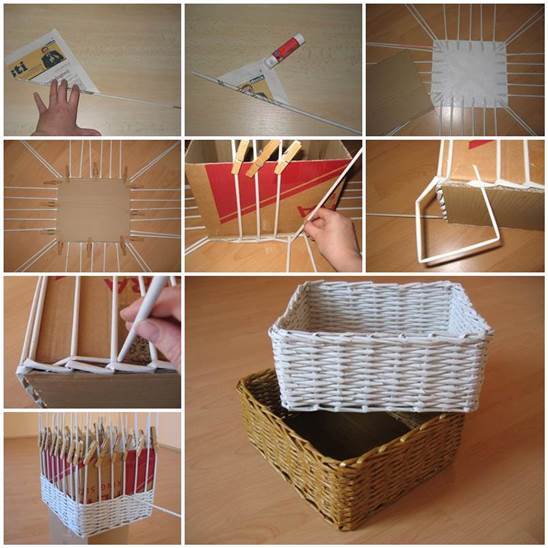DIY Woven Paper Storage Box