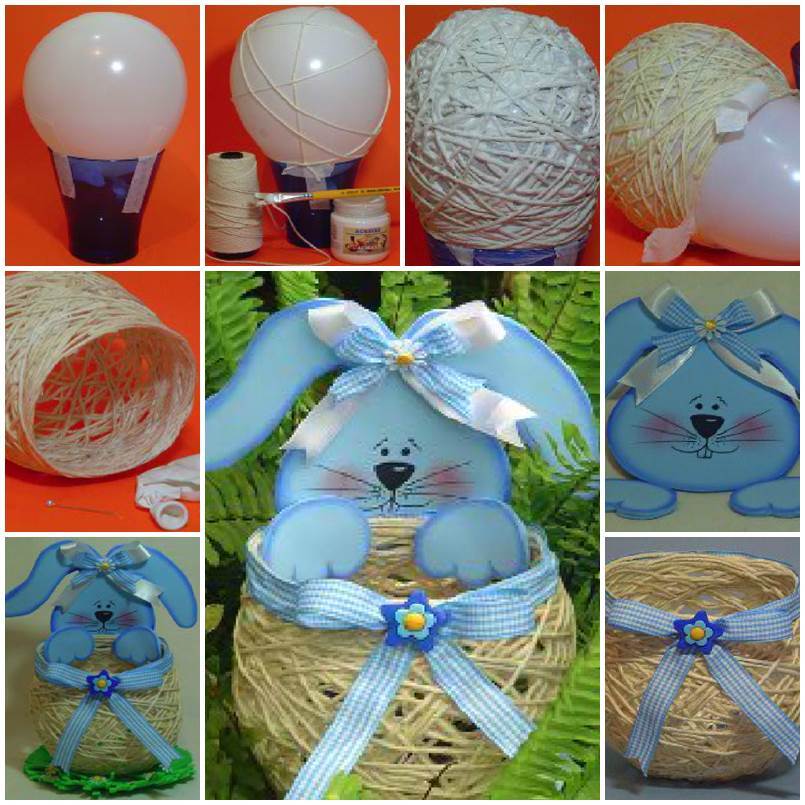 DIY Yarn String Easter Basket 1