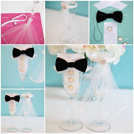 Wedding Diy Bride And Groom Decorative Costumes For Wedding Glasses