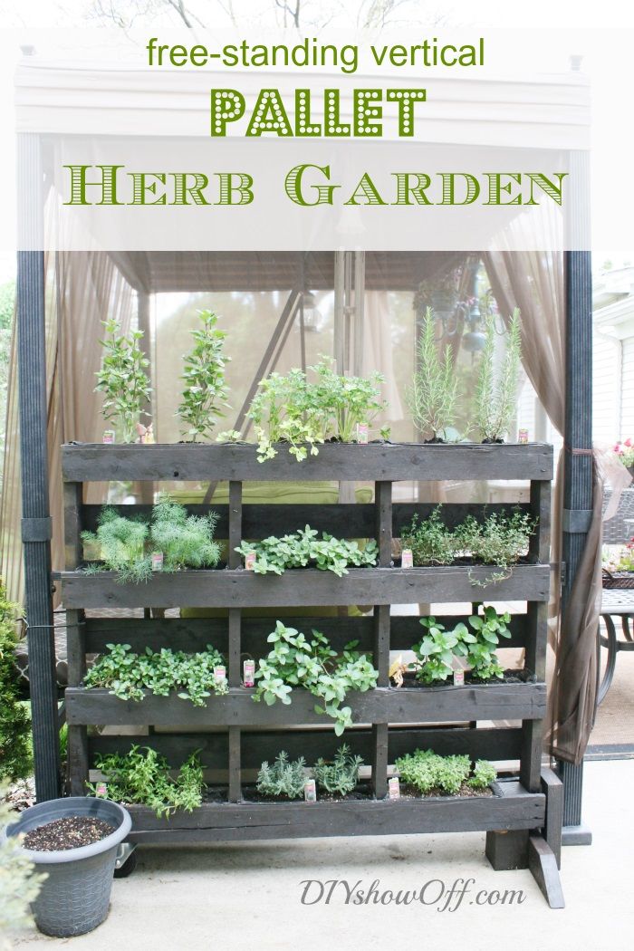 25 Amazing DIY Projects to Repurpose Pallets into Garden Planters --> Free Standing Pallet Herb Garden
