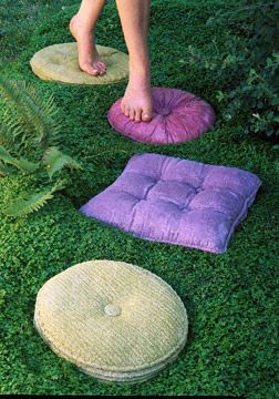 30 Beautiful DIY Stepping Stone Ideas to Decorate Your Garden --> Whimsical Faux Pillow Stepping Stones