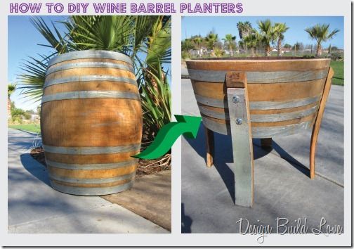 36+ Creative DIY Ideas to Upcycle Old Wine Barrels --> DIY Custom Wine Barrel Planter