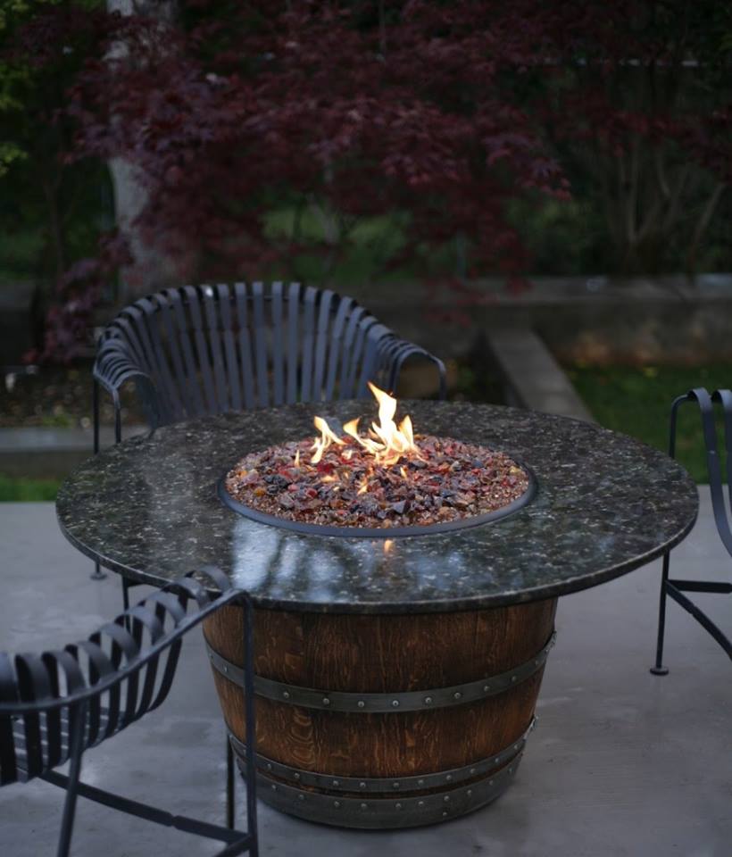 36+ Creative DIY Ideas to Upcycle Old Wine Barrels --> Propane Wine Barrel Fire Pit