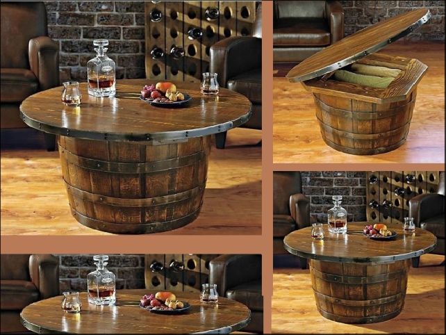 36+ Creative DIY Ideas to Upcycle Old Wine Barrels --> Wine Barrel Coffee Table