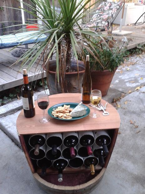 36+ Creative DIY Ideas to Upcycle Old Wine Barrels --> DIY Wine Barrel Wine Rack