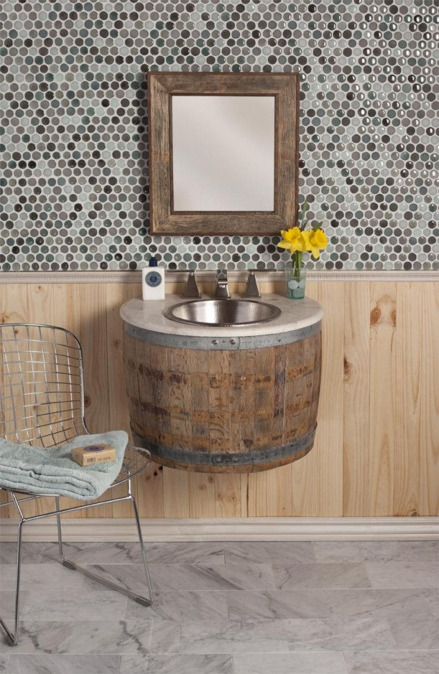 36+ Creative DIY Ideas to Upcycle Old Wine Barrels --> Wine Barrel Bathroom Sink
