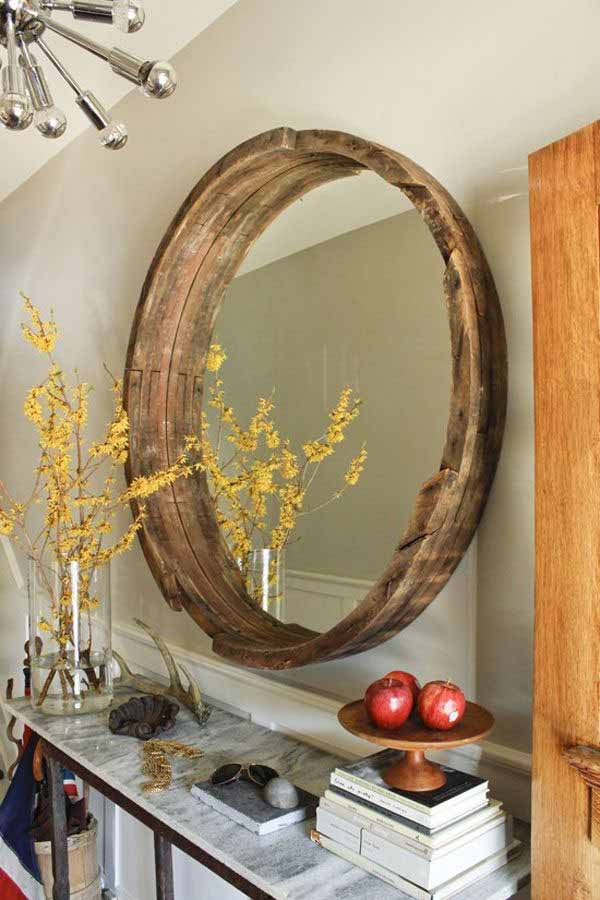 36+ Creative DIY Ideas to Upcycle Old Wine Barrels --> Wine Barrel Mirror