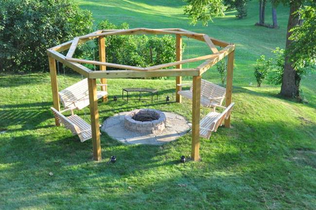 DIY Backyard Fire Pit with Swing Seats