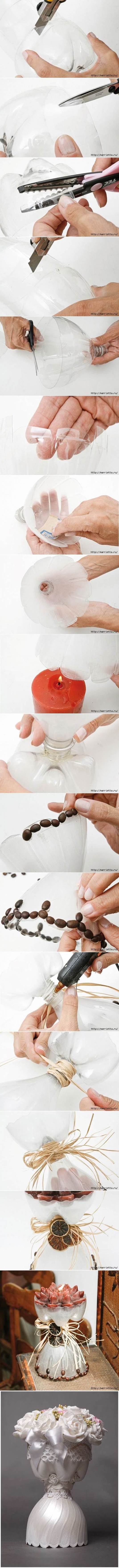 DIY Beautiful Candle Holder from Plastic Bottle 2