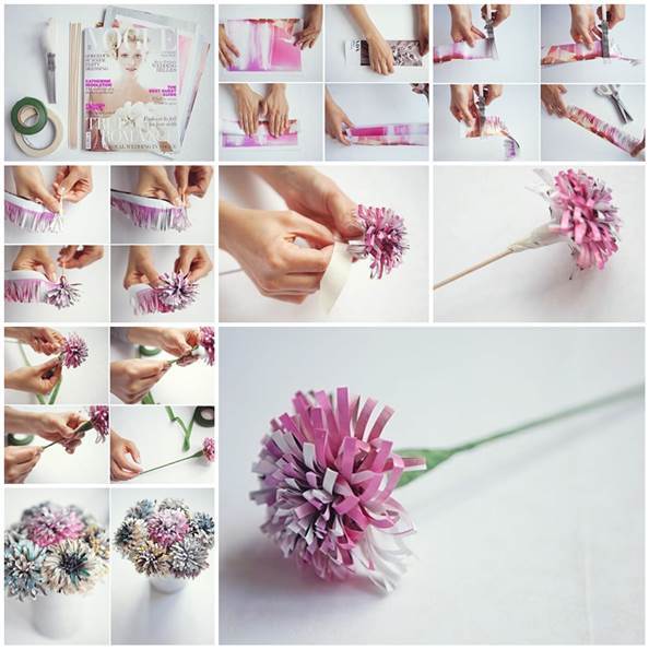 DIY Beautiful Flowers from Old Magazine 3