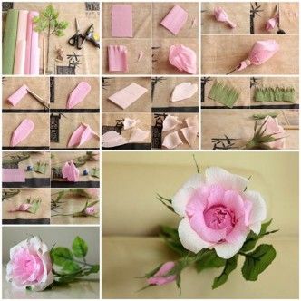 DIY Beautiful Pink Crepe Paper Rose