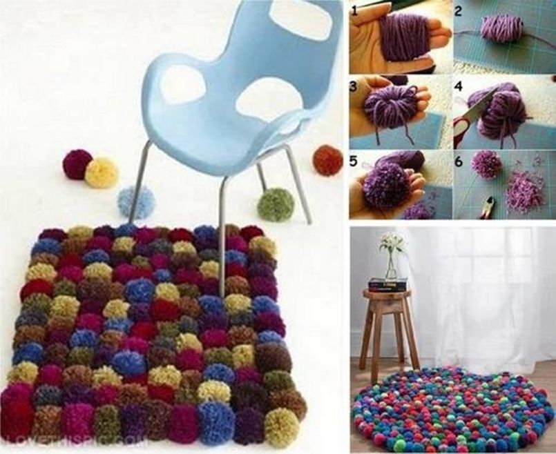 DIY Colorful Pom-Pom Rug 1