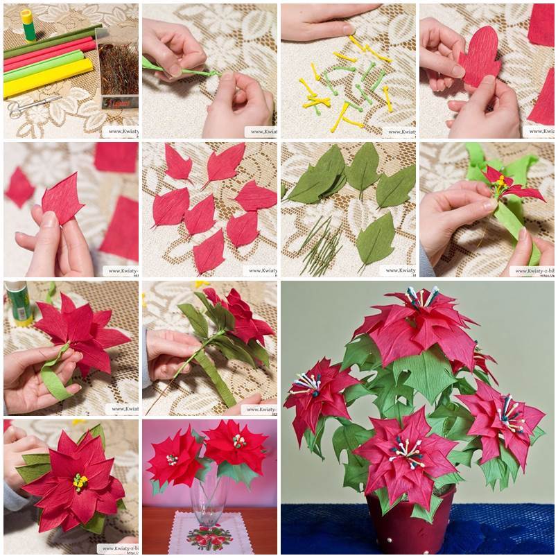 DIY Crepe Paper Poinsettia the Christmas Star 1