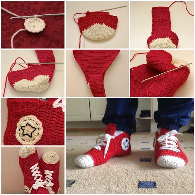 DIY Crochet Converse Sneaker Style Slippers