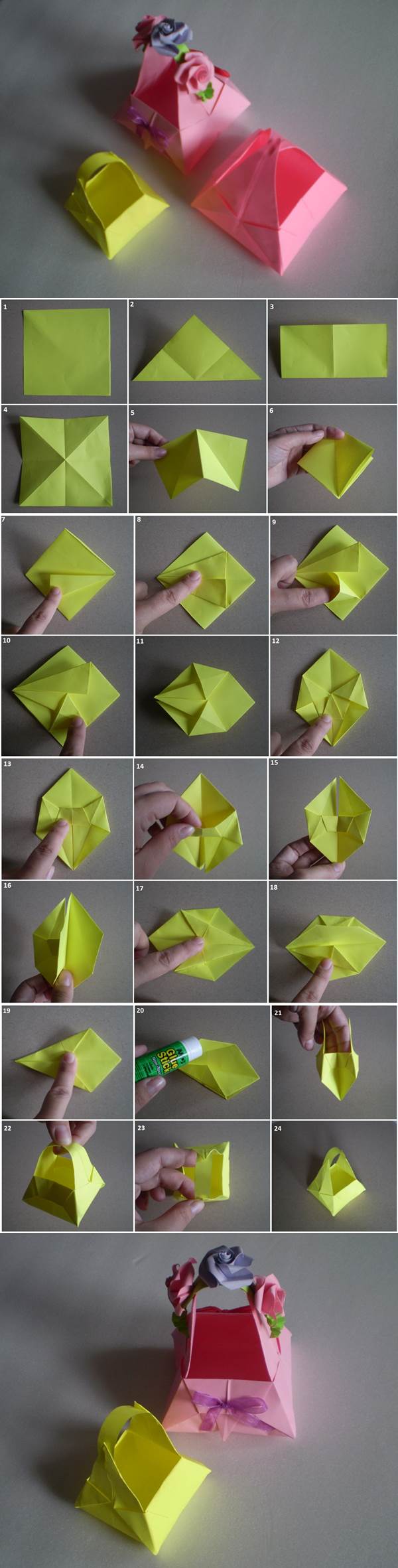DIY Cute Little Origami Paper Basket 2