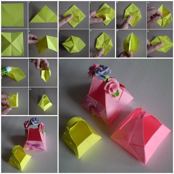 DIY Cute Little Origami Paper Basket 3