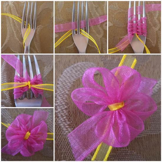 DIY Double Ribbon Bow with a Fork