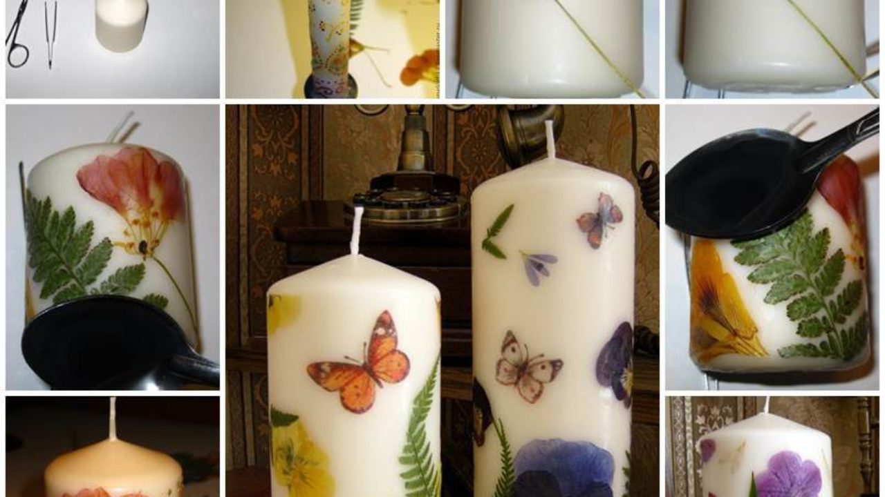 DIY Decoupaged Candle with Dried Flower