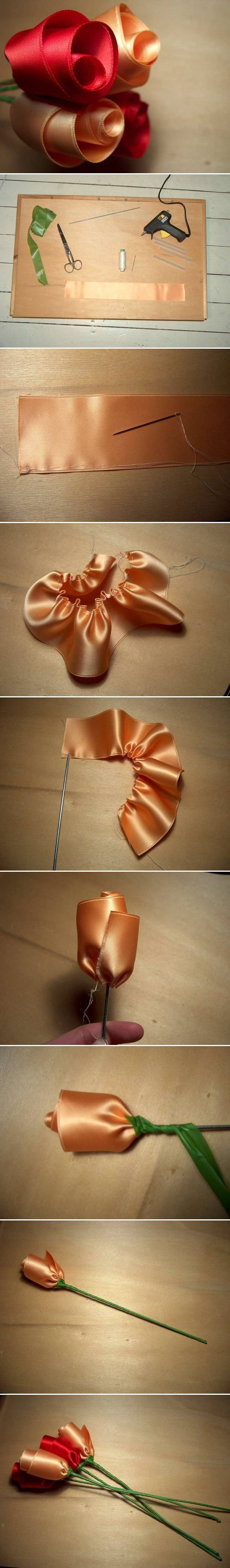 DIY Easy Satin Ribbon Roses 2