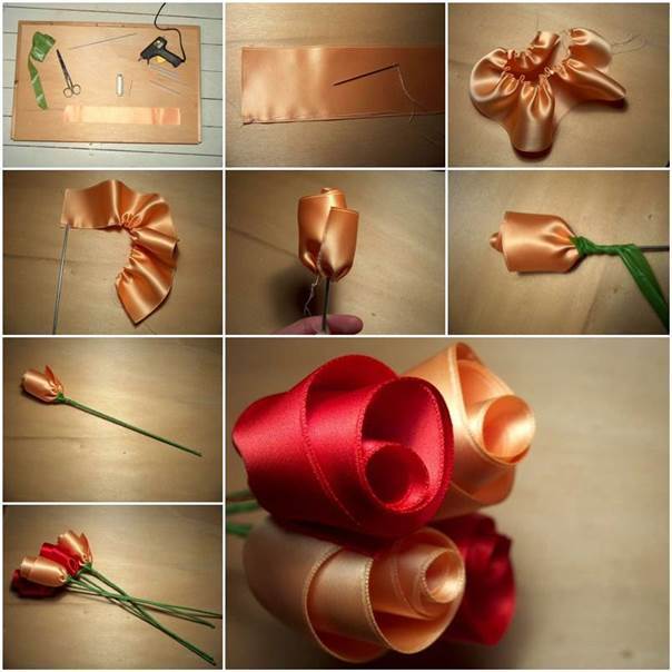 DIY Easy Satin Ribbon Roses 3