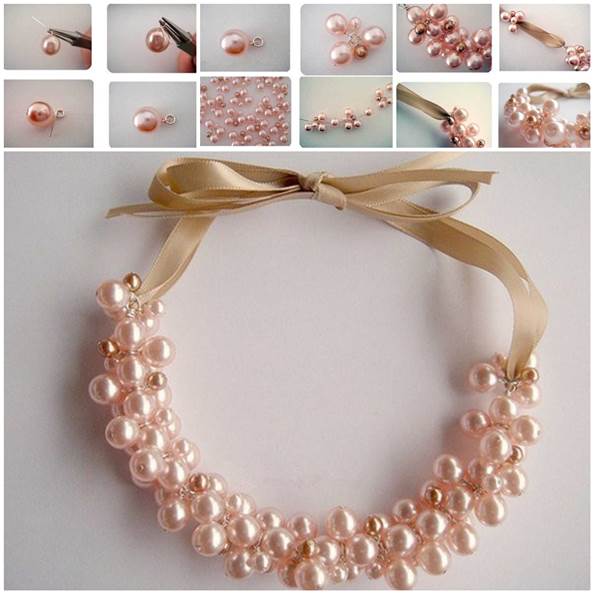 DIY Elegant Pearl Cluster Necklace