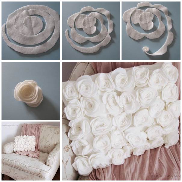 DIY Fleece Rose Pillow Cover 2