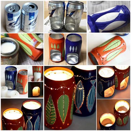 DIY Flickering Candle Holders from Beer Cans 3