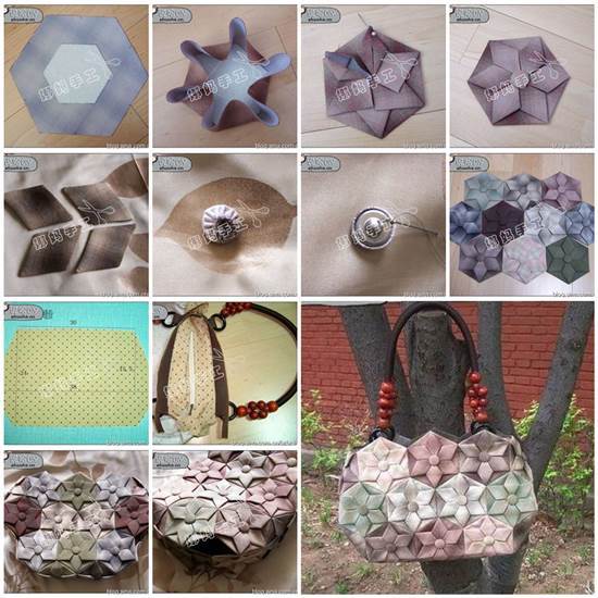 DIY Origami Lotus Flower Patchwork Handbag
