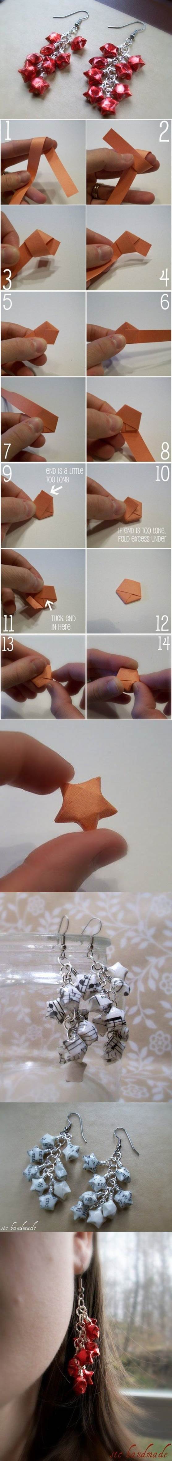 DIY Origami Lucky Star Earrings 2
