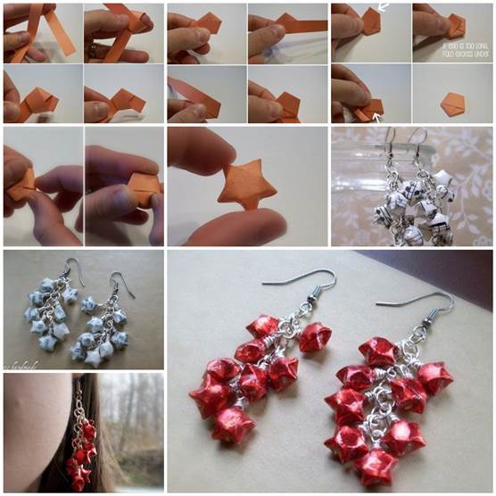 DIY Origami Lucky Star Earrings 3