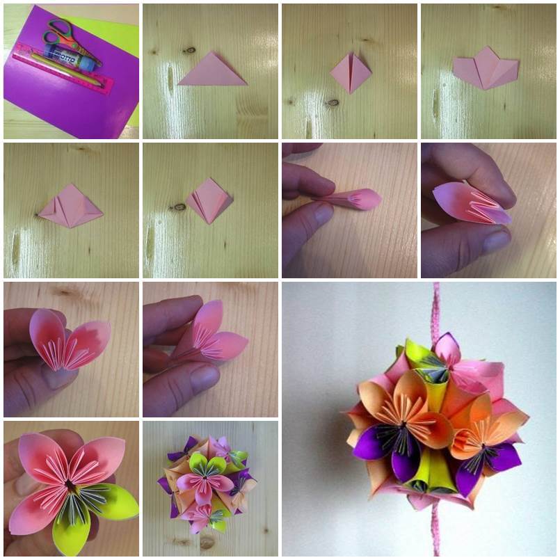 easy origami flower ball