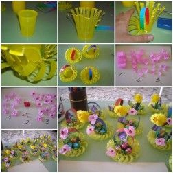 DIY Crepe Paper Flower Easter Egg Stand