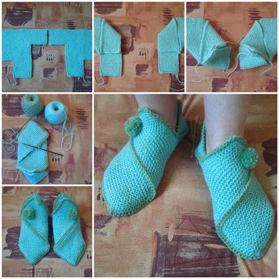 DIY Pretty Knitted Home Slippers