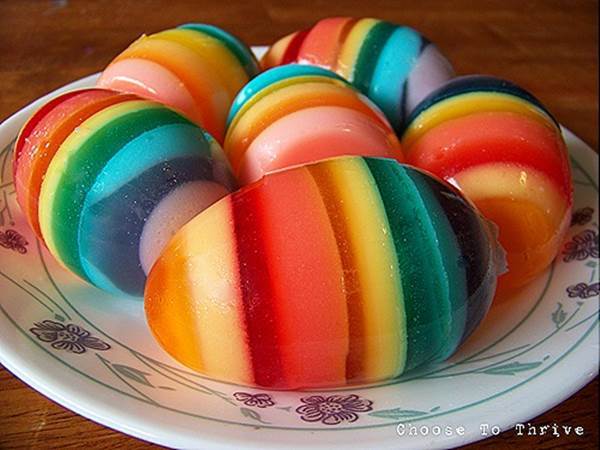 DIY Rainbow Jello Easter Egg