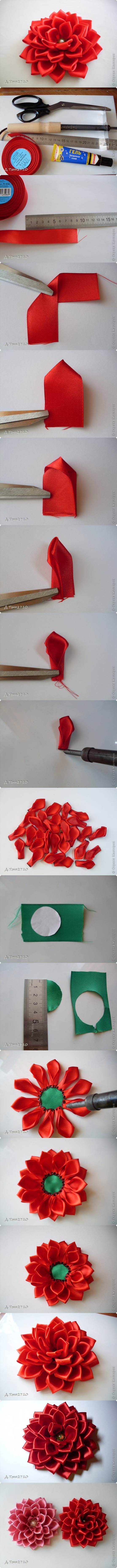 DIY Satin Ribbon Dahlia Petals 2