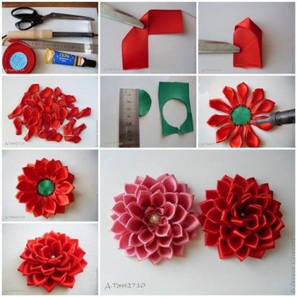 DIY Satin Ribbon Dahlia Petals