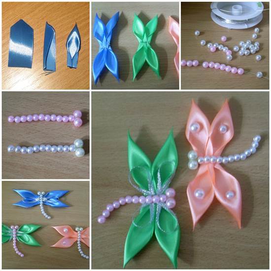 DIY Satin Ribbon Dragonfly Kanzashi