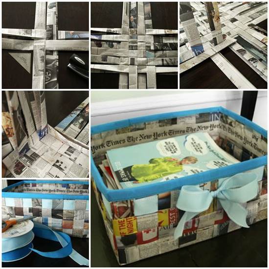 DIY Weave a Simple Storage Basket from Old Newspaper