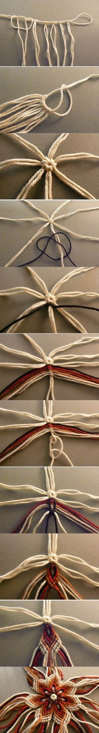 DIY No-Knit Weaving Flower of Yarn
