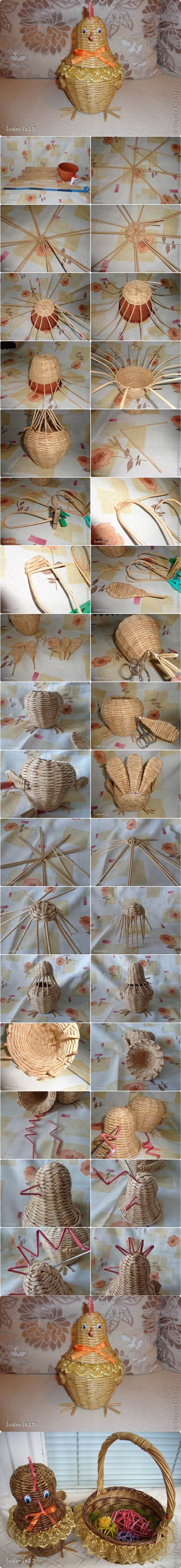 DIY Weaving Paper Chicken Basket 2