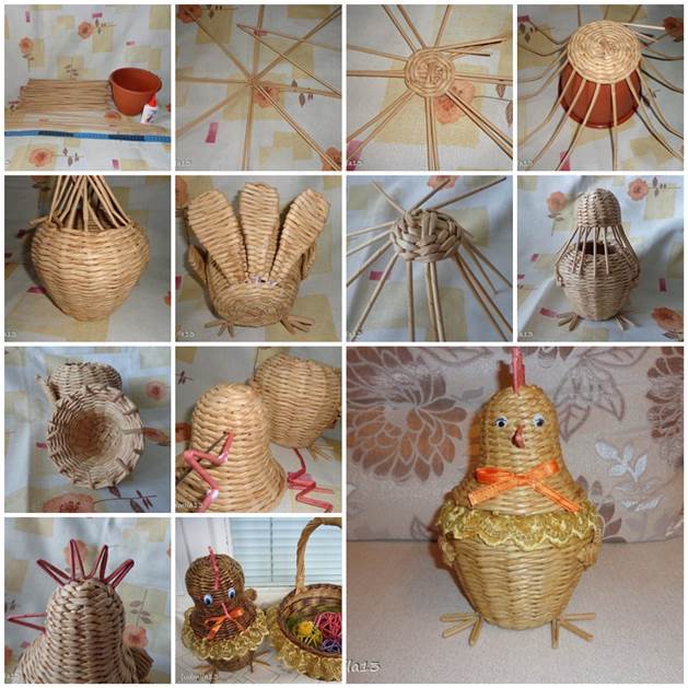DIY Weaving Paper Chicken Basket 3