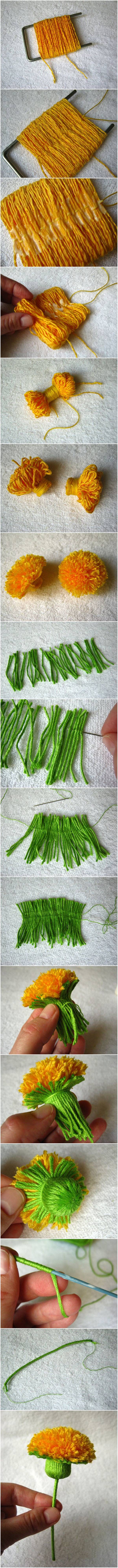 DIY Wool Yarn Dandelion