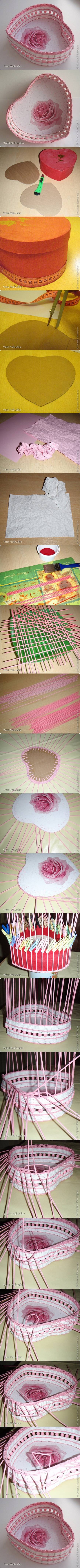 DIY Woven Paper Heart Shaped Basket 2