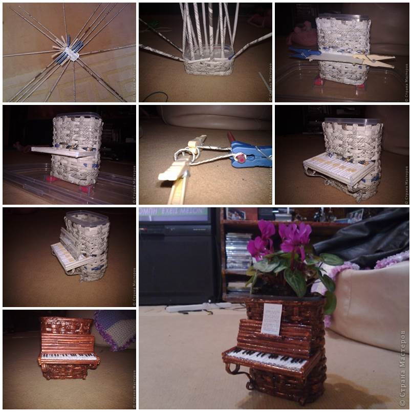 DIY Woven Paper Piano Flower Pot