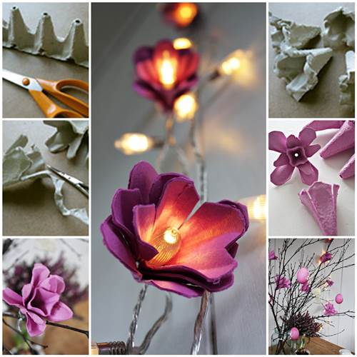How to DIY Beautiful Flower Light from Egg Carton