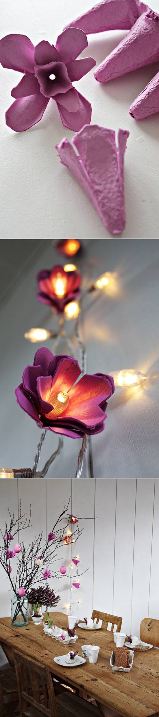 How to Make Beautiful Flower Lights from Egg Cartons